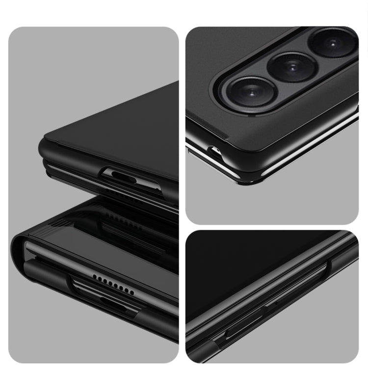 For Samsung Galaxy Z Fold4 5G Single Electroplating Flip Mirror Shockproof Phone Case(Black)