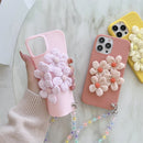 Four Flowers Hand Strap Phone Case For iPhone 14 Pro Max(Yellow)