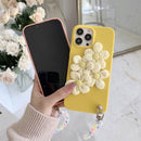 Four Flowers Hand Strap Phone Case For iPhone 14 Pro Max(Yellow)