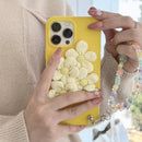 Four Flowers Hand Strap Phone Case For iPhone 14 Pro Max(Yellow)