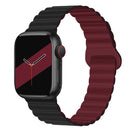 Reverse Buckle Magnetic Silicone Watch Band For Apple Watch Ultra 49mm / Series 8&7 45mm / SE 2&6&SE&5&4 44mm / 3&2&1 42mm(Black Wine Red)