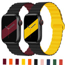 Reverse Buckle Magnetic Silicone Watch Band For Apple Watch Ultra 49mm / Series 8&7 45mm / SE 2&6&SE&5&4 44mm / 3&2&1 42mm(Grey Wine Red)