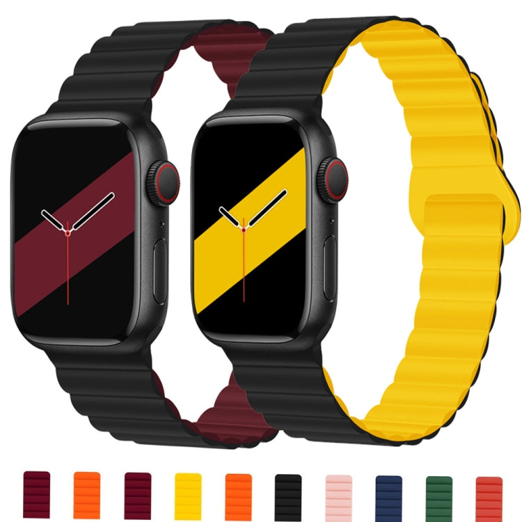 Reverse Buckle Magnetic Silicone Watch Band For Apple Watch Ultra 49mm / Series 8&7 45mm / SE 2&6&SE&5&4 44mm / 3&2&1 42mm(Pink)
