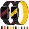 Reverse Buckle Magnetic Silicone Watch Band For Apple Watch Ultra 49mm / Series 8&7 45mm / SE 2&6&SE&5&4 44mm / 3&2&1 42mm(Black Yellow)