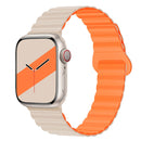 Reverse Buckle Magnetic Silicone Watch Band For Apple Watch Series 8&7 41mm / SE 2&6&SE&5&4 40mm / 3&2&1 38mm(White Orange)
