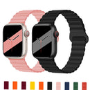 Reverse Buckle Magnetic Silicone Watch Band For Apple Watch Series 8&7 41mm / SE 2&6&SE&5&4 40mm / 3&2&1 38mm(White Orange)