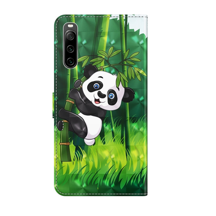 For Sony Xperia 10 IV 3D Painting Pattern Flip Leather Phone Case(Panda Climbing Bamboo)