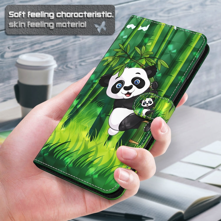 For Sony Xperia 10 IV 3D Painting Pattern Flip Leather Phone Case(Panda Climbing Bamboo)