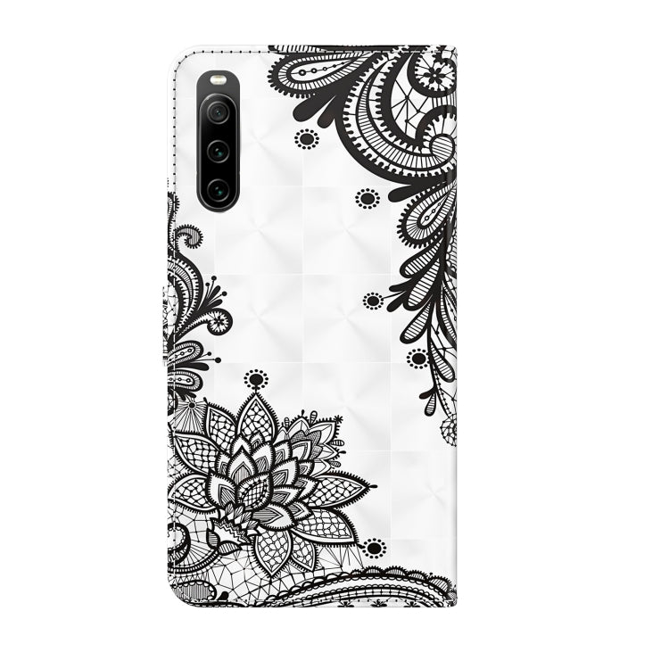 For Sony Xperia 10 IV 3D Painting Pattern Flip Leather Phone Case(Black Flower)