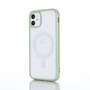 2 in 1 Colorful Frame Transparent Magnetic Phone Case For iPhone 14(Green)