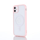 2 in 1 Colorful Frame Transparent Magnetic Phone Case For iPhone 14(Pink)