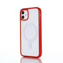 2 in 1 Colorful Frame Transparent Magnetic Phone Case For iPhone 14 Max(Red)