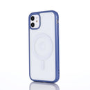 2 in 1 Colorful Frame Transparent Magnetic Phone Case For iPhone 14 Max(Blue)