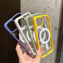 2 in 1 Colorful Frame Transparent Magnetic Phone Case For iPhone 14 Max(Light Blue)