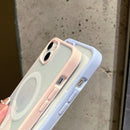 2 in 1 Colorful Frame Transparent Magnetic Phone Case For iPhone 14 Max(Red)