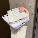 2 in 1 Colorful Frame Transparent Magnetic Phone Case For iPhone 14 Max(Pink)