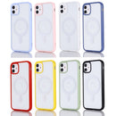 2 in 1 Colorful Frame Transparent Magnetic Phone Case For iPhone 14 Max(Pink)