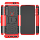 For Motorola G8 Play Tire Texture Shockproof TPU+PC Protective Case with Holder(Red)