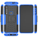 For Motorola G8 Play Tire Texture Shockproof TPU+PC Protective Case with Holder(Blue)