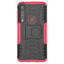 For Motorola G8 Play Tire Texture Shockproof TPU+PC Protective Case with Holder(Rose Red)