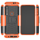 For Motorola G8 Play Tire Texture Shockproof TPU+PC Protective Case with Holder(Orange)