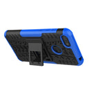 For Motorola E6 Play Tire Texture Shockproof TPU+PC Protective Case with Holder(Blue)