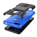 For Motorola E6 Play Tire Texture Shockproof TPU+PC Protective Case with Holder(Blue)