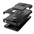 For Motorola E6 Play Tire Texture Shockproof TPU+PC Protective Case with Holder(Black)