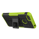 For Motorola E6 Play Tire Texture Shockproof TPU+PC Protective Case with Holder(Green)