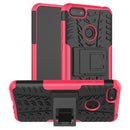 For Motorola E6 Play Tire Texture Shockproof TPU+PC Protective Case with Holder(Rose Red)
