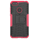 For Motorola E6 Play Tire Texture Shockproof TPU+PC Protective Case with Holder(Rose Red)