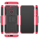 For Motorola E6 Play Tire Texture Shockproof TPU+PC Protective Case with Holder(Rose Red)