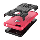 For Motorola E6 Play Tire Texture Shockproof TPU+PC Protective Case with Holder(Rose Red)