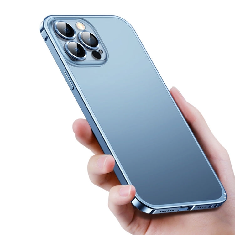 For iPhone 14 Pro Max Frosted Phone Case with Lens Protection (Silver)