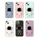 For iPhone 11 Plating Astronaut Holder Phone Case (Pink)