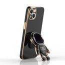 For iPhone 11 Plating Astronaut Holder Phone Case (White)