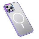 MagSafe Colorful Metal Lens Ring Matte PC + TPU Phone Case For iPhone 14 Pro Max(Purple)