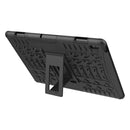 For Lenovo Tab E10 Tire Texture Shockproof TPU+PC Protective Case with Holder(Black)