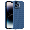 BV Woven All-inclusive Phone Case For iPhone 14 Pro(Dark Blue)