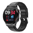 E300 1.32 Inch Screen Leather Watch Strap Smart Health Watch Supports Body Temperature Monitoring, ECG monitoring blood pressure(Black)