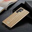 For Samsung Galaxy S22 5G Fierre Shann Python Texture Electroplating PU Phone Case(White)