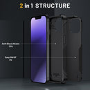 For iPhone 14 Pro PC + TPU Shockproof Protective Phone Case(Black+Black)