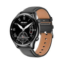 X5 1.32 Inch Round Screen Leather Strap Smart Health Watch Supports Body Temperature Monitoring, ECG Monitoring, Blood Pressure(Black)
