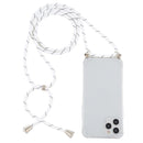 For iPhone 14 Pro Max Four-Corner Shockproof Transparent TPU Case with Lanyard (White Black)
