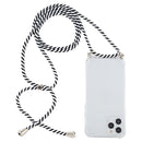 For iPhone 14 Pro Max Four-Corner Shockproof Transparent TPU Case with Lanyard (Zebra)