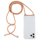 For iPhone 14 Pro Max Four-Corner Shockproof Transparent TPU Case with Lanyard (Orange Purple)