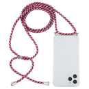 For iPhone 14 Pro Max Four-Corner Shockproof Transparent TPU Case with Lanyard (Red Grey Yellow)