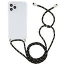 For iPhone 14 Pro Max Four-Corner Shockproof Transparent TPU Case with Lanyard (Black Gold)