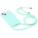 Candy Colors TPU Protective Phone Case with Lanyard For iPhone 14(Mint Green)