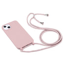 Candy Colors TPU Protective Phone Case with Lanyard For iPhone 14(Rose Gold)